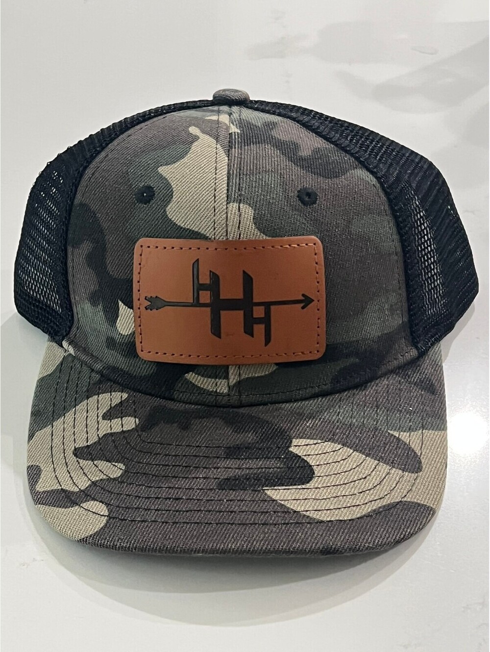 Laser Engraved Leather Patch Hat-  Adjustable Fit